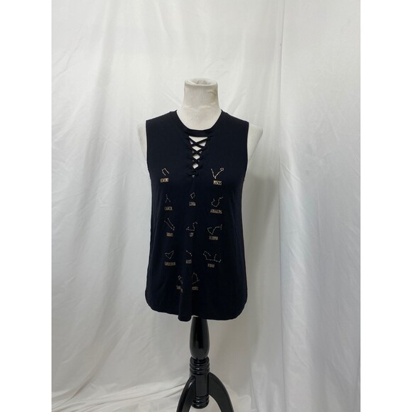 Modern Lux Women's Tank Top Black Sleeveless Astrology Crewneck Size Medium - Picture 2 of 8